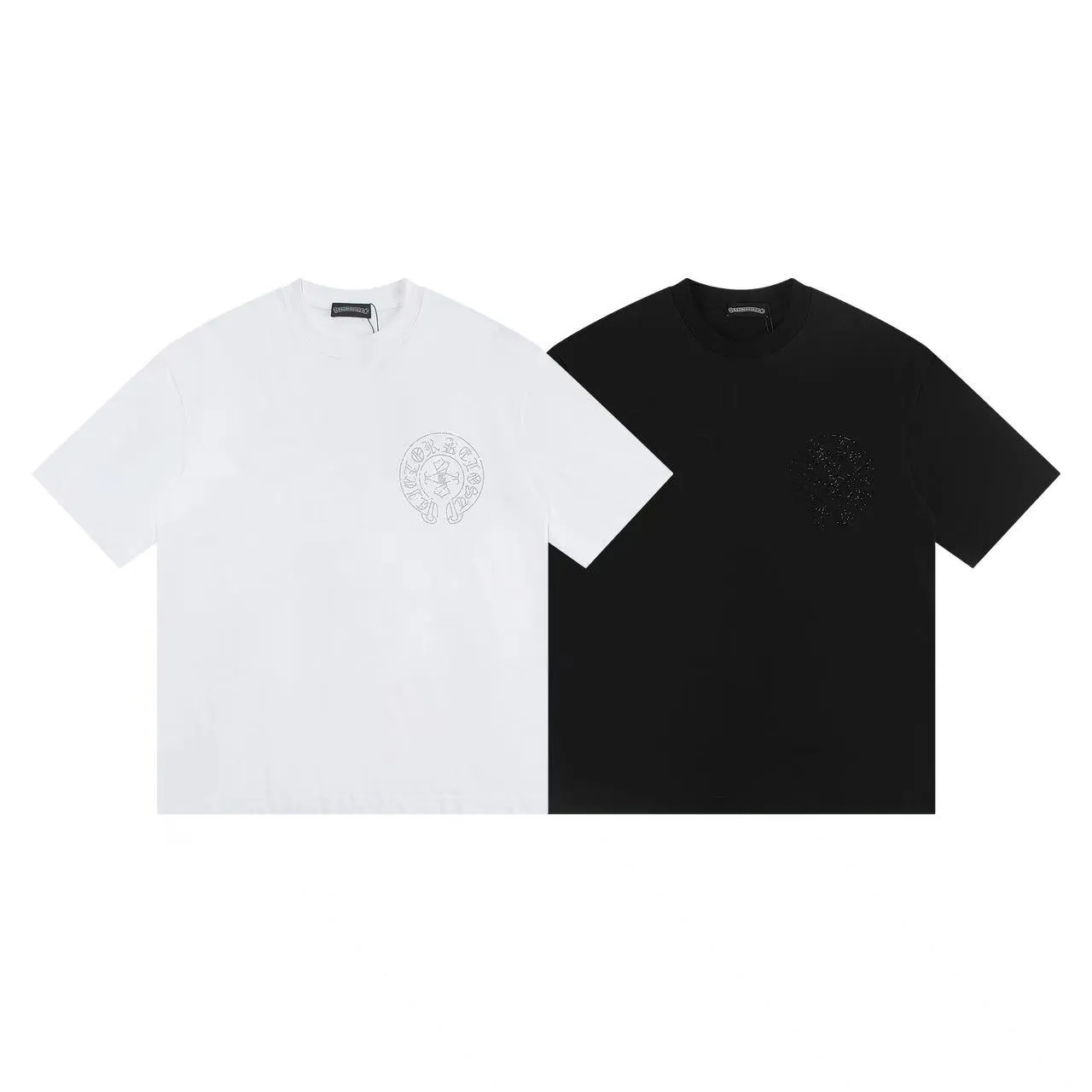 🅿️170 Style: 2025 new Croix heart hot diamond short-sleeved T-shirt Material: high version 300g double yarn combed cotton Size: S～XL Color: black Style number: Z028